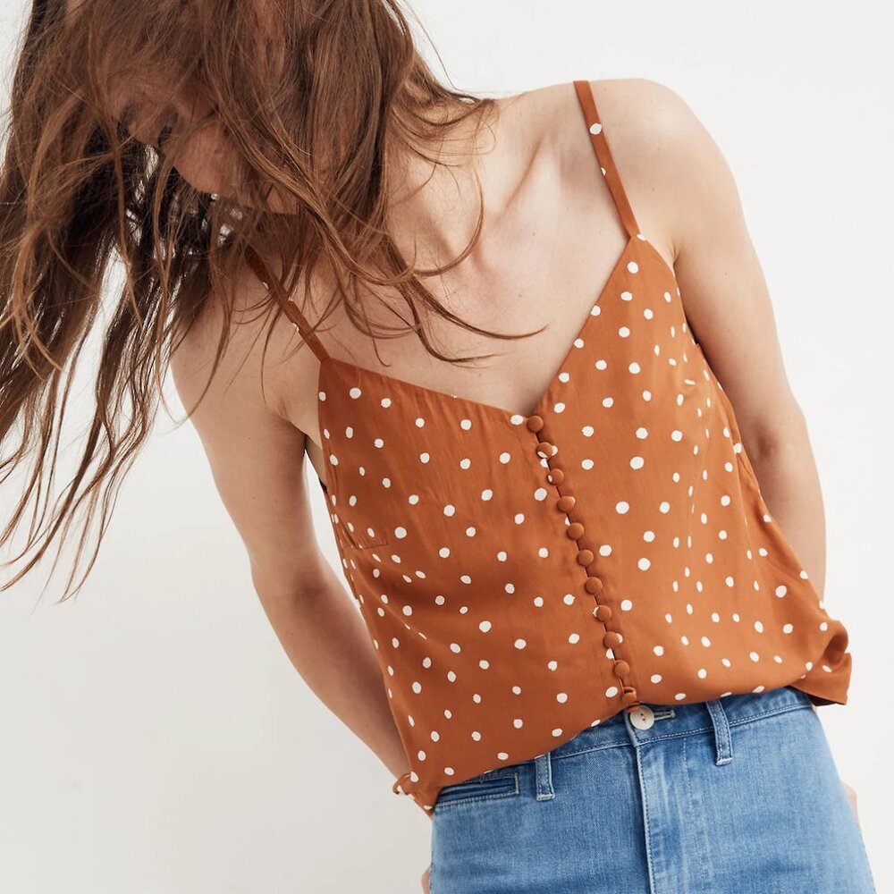 Madewell Button-Down Cami Top in Inkspot Dots